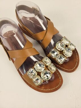 MARNI jeweled Leather Sandals Size 38 Retail $480